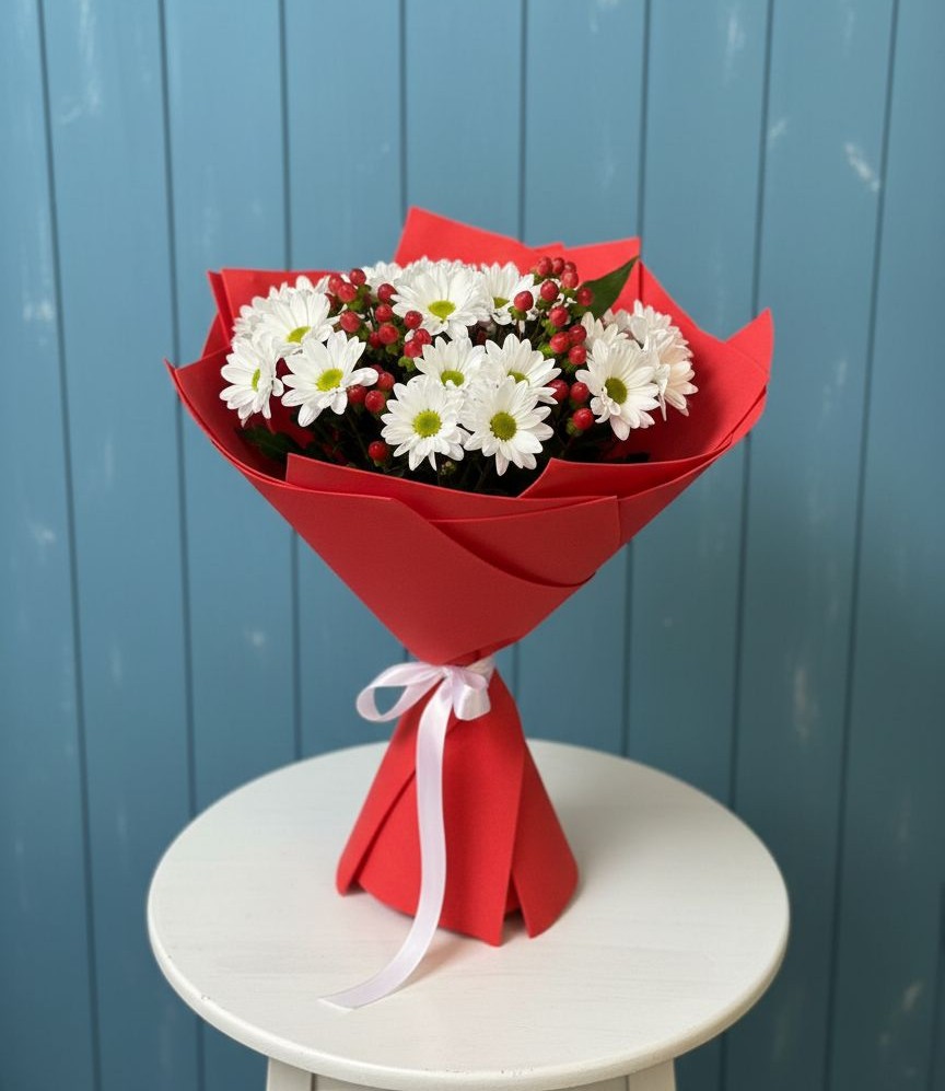 Букет ягоды на снегу в Толбазы Букет цветов из: Хризантемы в Толбазы