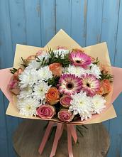 Букет цветов из:  Розы, Герберы и Хризантемы в Толбазы