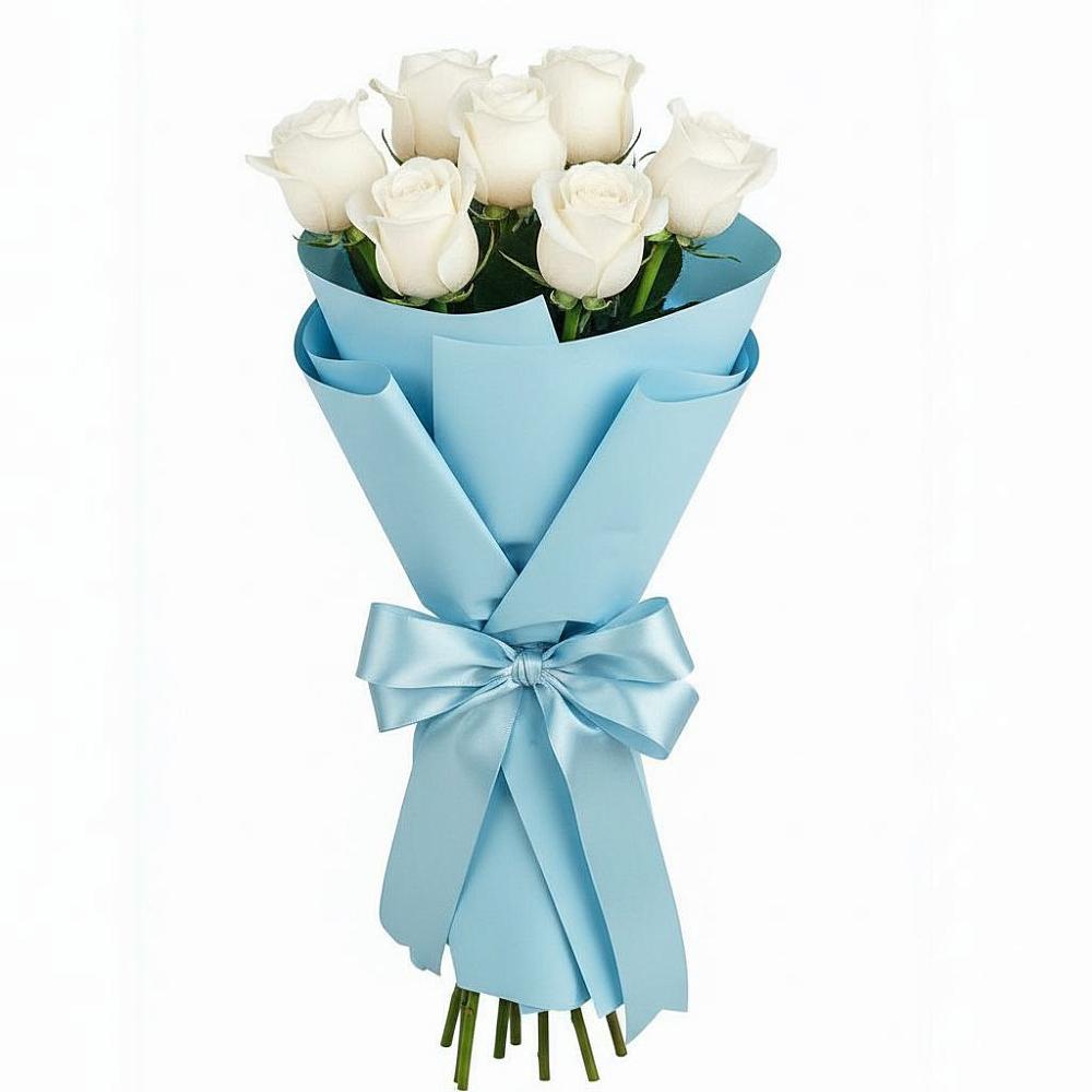 Букет 7 белых роз Проуд в Толбазы