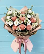 Букет олимп в Толбазы Букет цветов из:  Розы, Альстромерии и Лизиантусы в Толбазы
