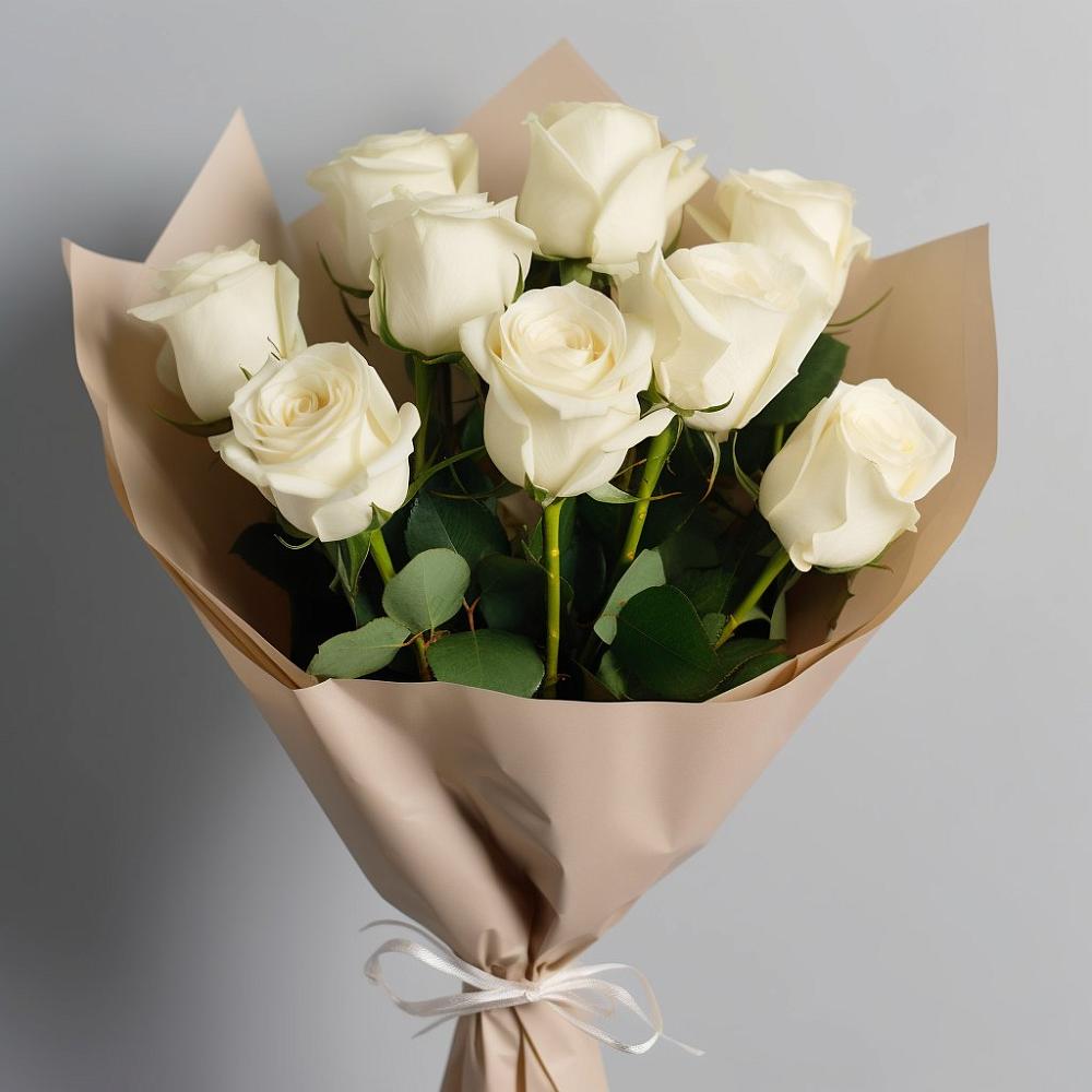 9 Белых роз Эдлесс Лав в Толбазы Букет 9 Белых роз Эдлесс Лав в Толбазы