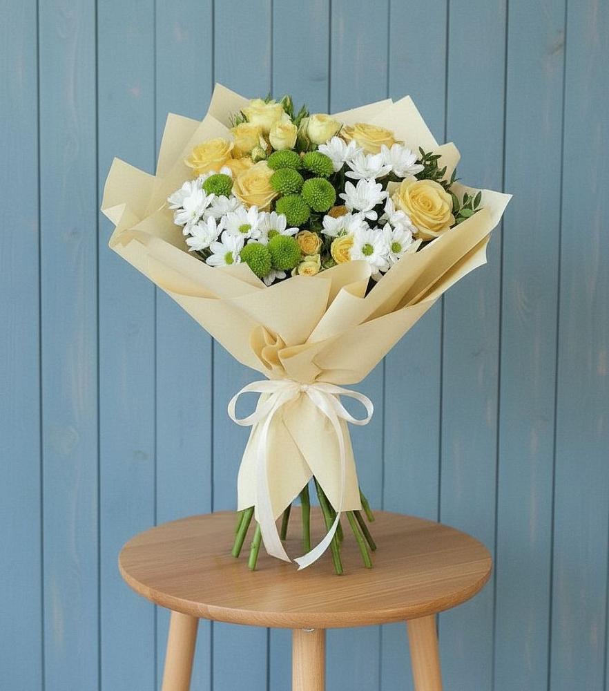 Букет Луч солнца в Толбазы Букет цветов из: Хризантемы и Розы в Толбазы