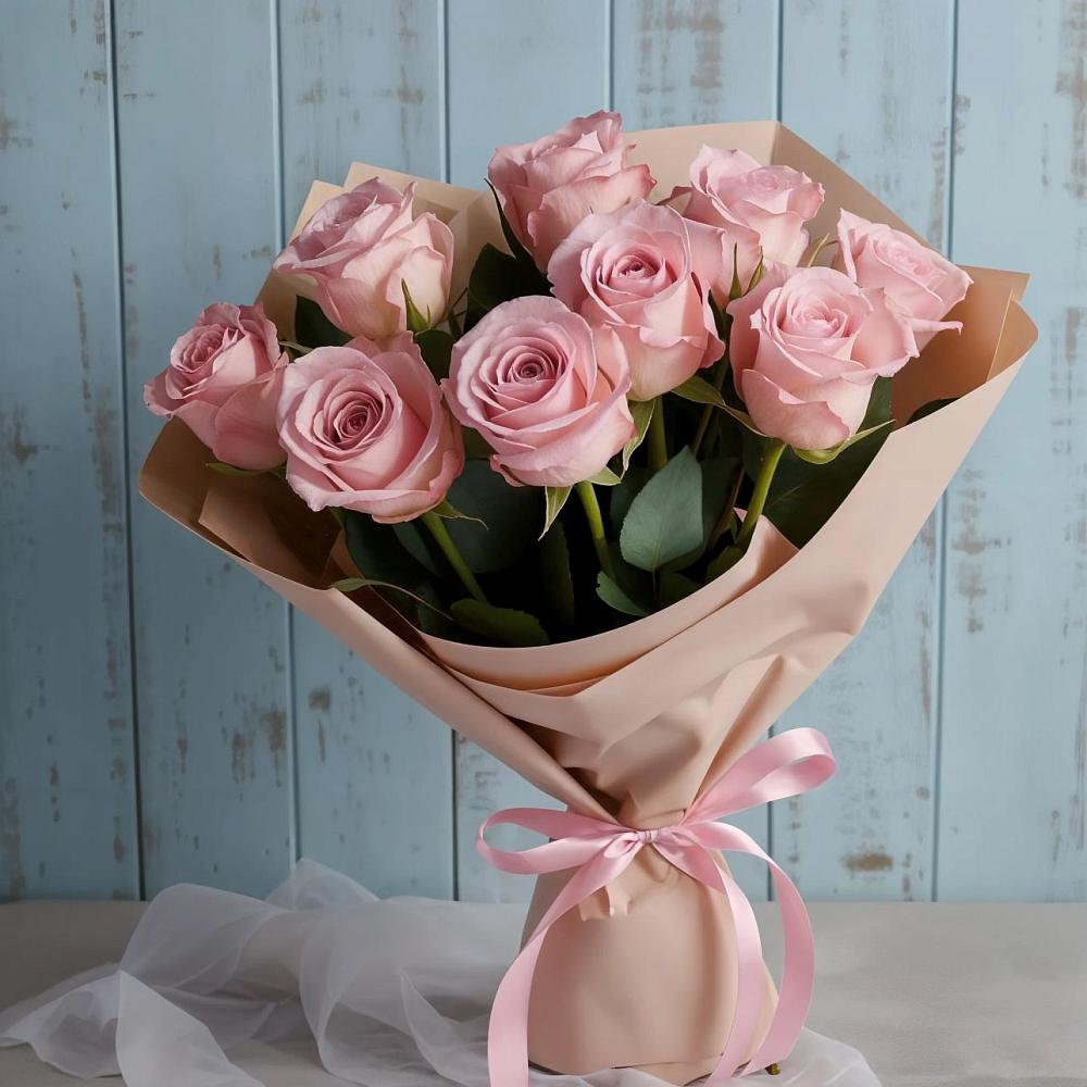 9 розовых роз в Толбазы Букет цветов из: Розы в Толбазы