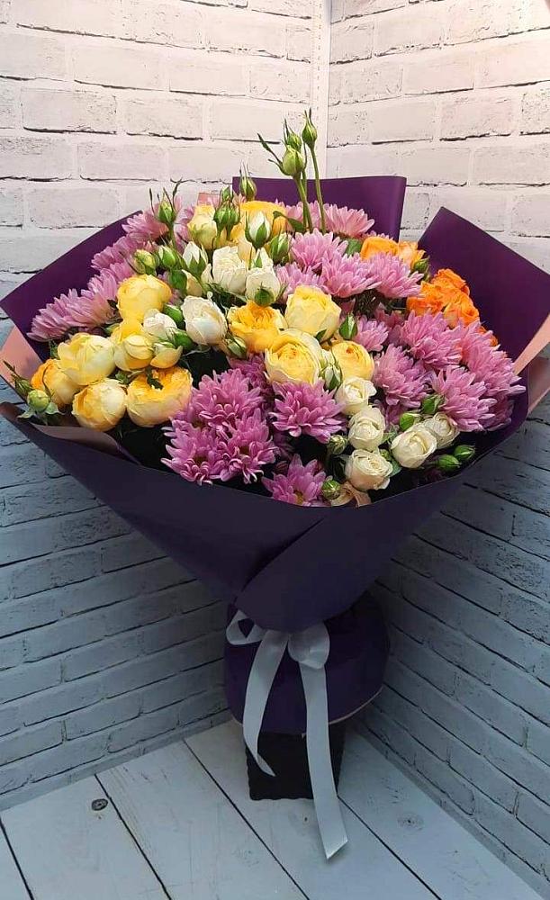 Букет Красочный праздник в Толбазы Букет цветов из: Хризантемы и Розы в Толбазы
