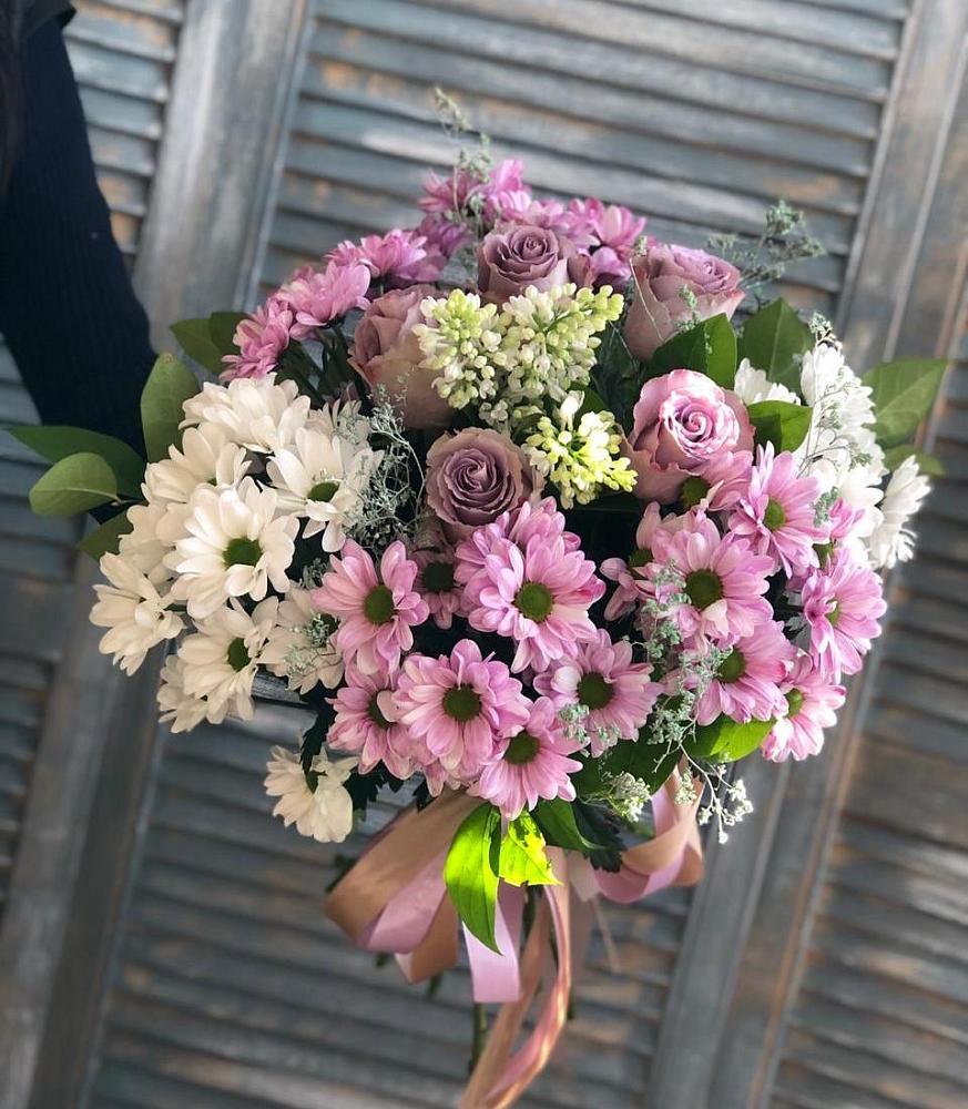 Букет цветов из: Хризантемы и Розы в Толбазы