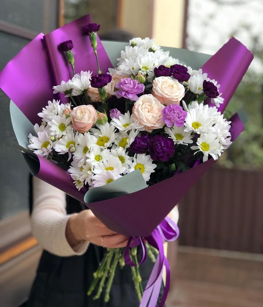 Букет цветов из: Хризантемы, Гвоздики и Розы в Толбазы