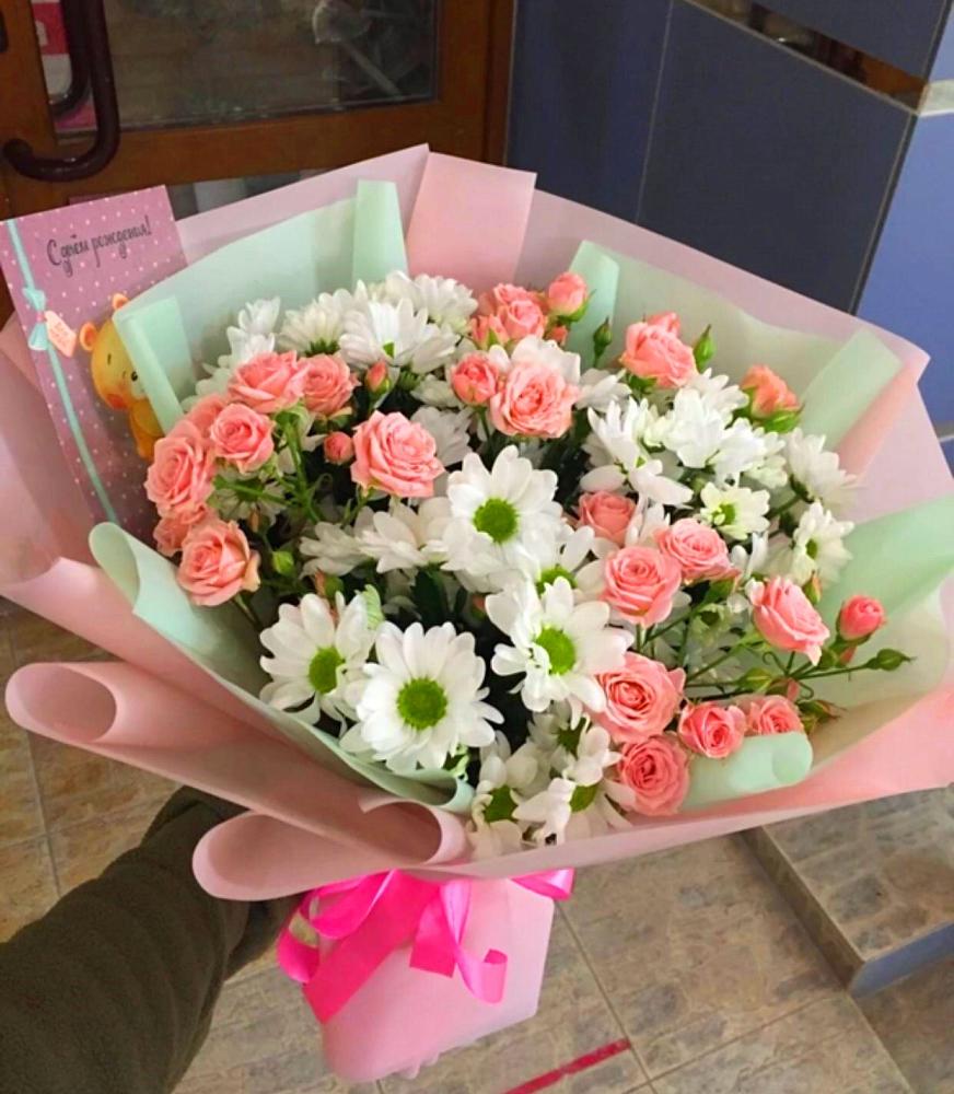 Букет Жемчужная россыпь в Толбазы Букет цветов из: Розы и Хризантемы в Толбазы