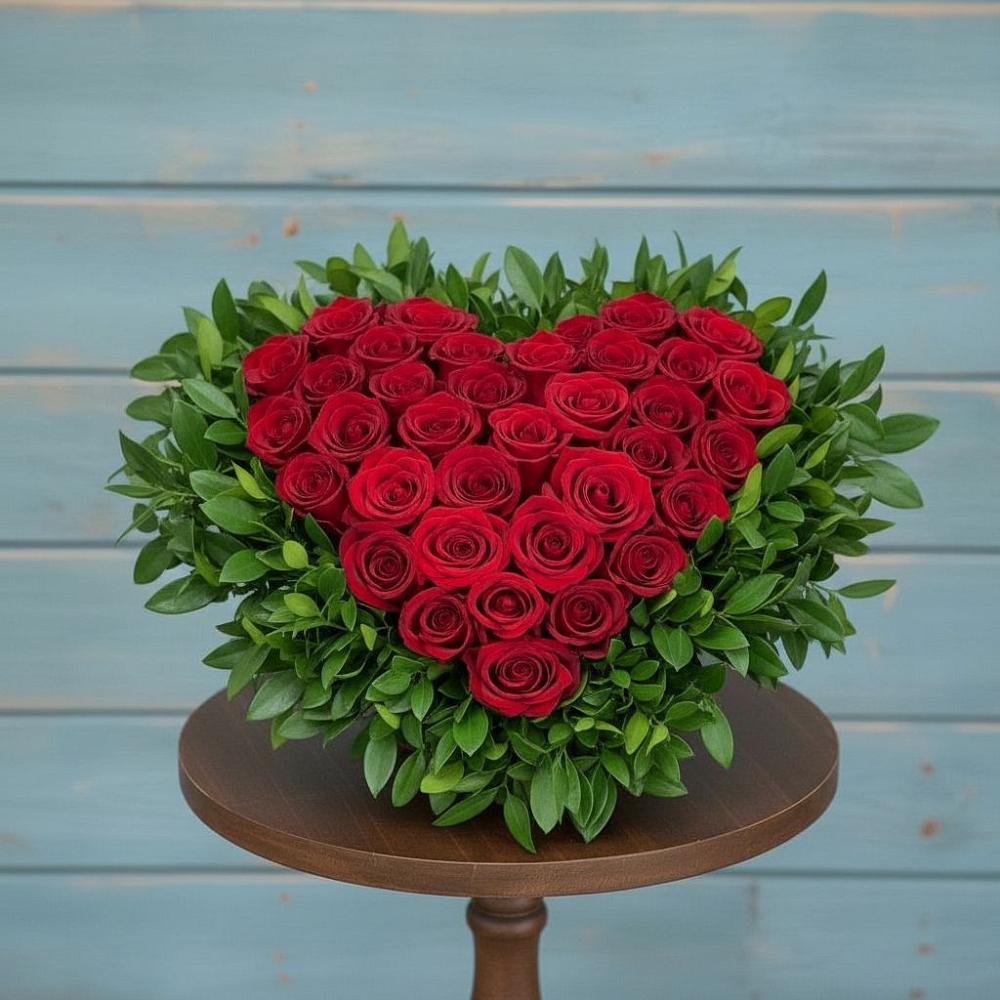 Цветочная композиция из Розы в виде сердца в Толбазы