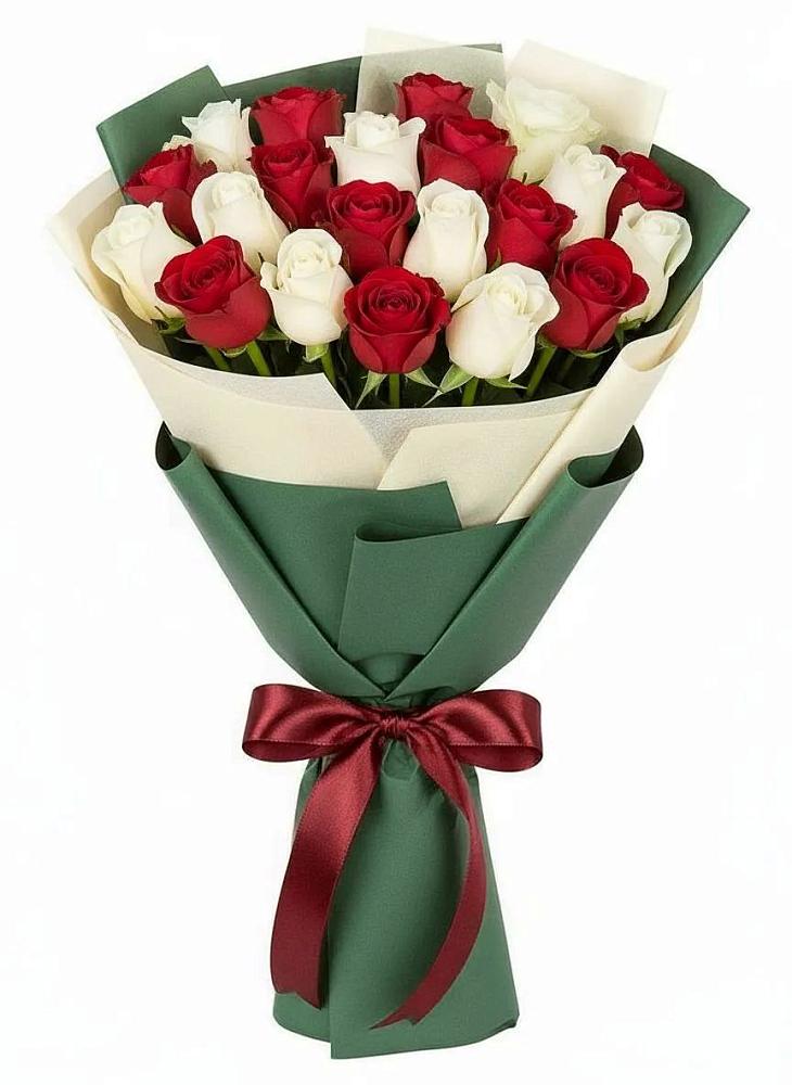 Микс из красных и белых роз в Толбазы Букет Микс из красных и белых роз в Толбазы