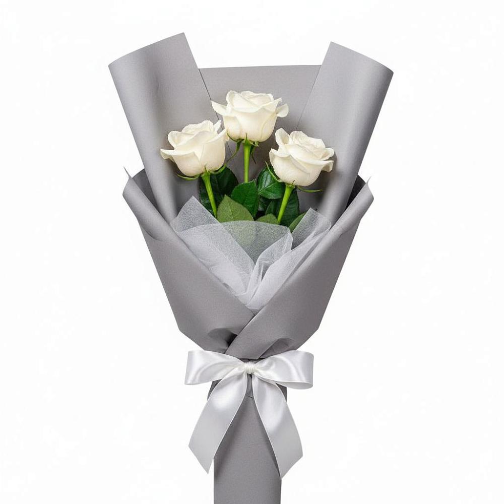 Букет 3 белые розы в Толбазы