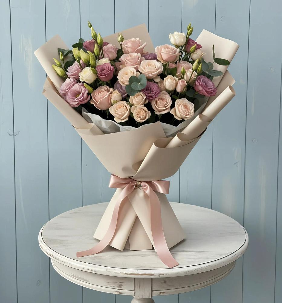 Букет цветов из: Розы и Лизиантусы в Толбазы