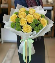 Букет сочно-зеленый в Толбазы Букет цветов из:  Хризантемы и Розы в Толбазы