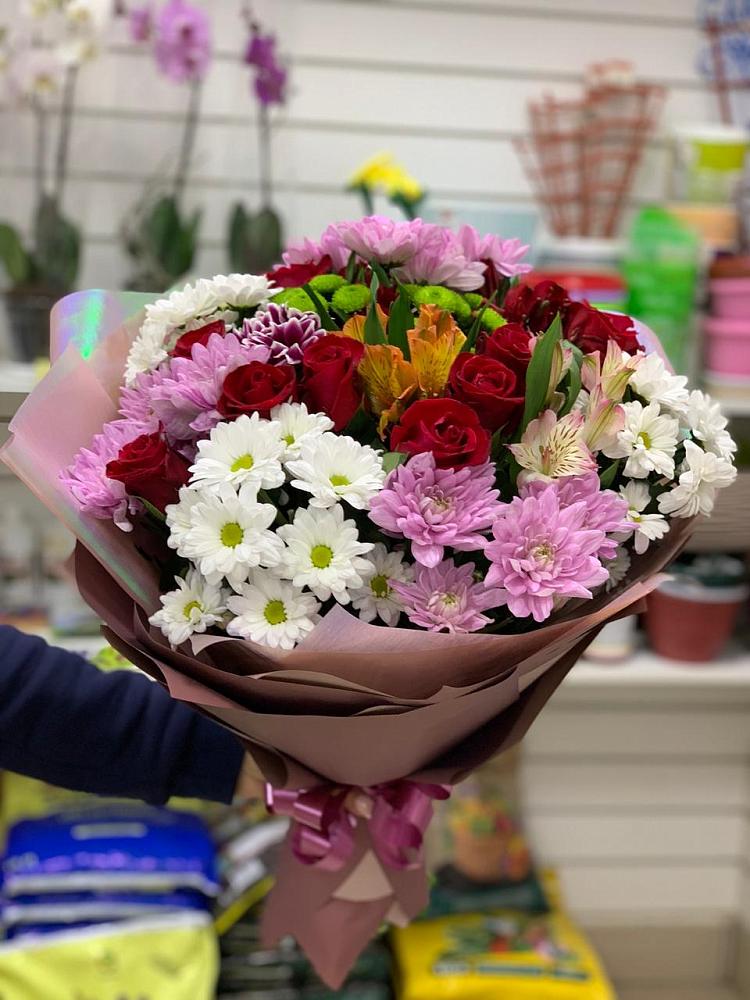 Букет цветов из: Розы, Хризантемы и Альстромерии в Толбазы