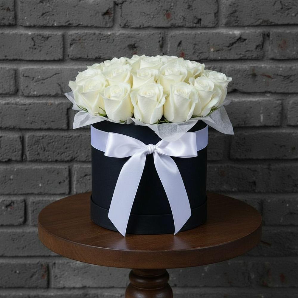 Композиция воздушная нежность в Толбазы Цветочная композиция из Розы в шляпной коробке в Толбазы